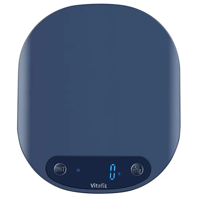 Vitafit 15kg Balance de Cuisine, Usine Professionnelle DEPUIS 2001, 6 Unités et Fonction Tare Acier Inoxydable Smart Digital Balance de Alimentaire Multifonctionnel, 3*AAA Incluses,Bleu