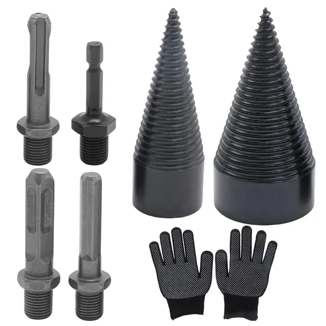 Fendeuse de bûches de 45 mm et 32 mm avec 4 tiges de perçage, fendeuse de bûches, outil de fendage de bûches, convient pour une utilisation à la maison, en extérieur et dans le jardin
