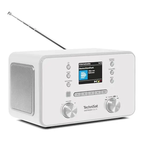 TechniSat DIGITRADIO 550 IR - Radio Internet stéréo (Dab+, FM, Wi-FI, Bluetooth, contrôle par Application, réveil), Blanc