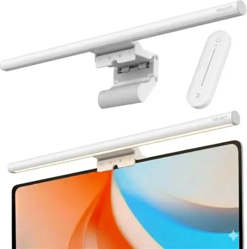 Yeelight Blanc Lampe Ecran PC avec Télécommande, LED Light bar Anti-Éblouissement, Luminosité de couleur ajustable Screenbar, Contrôle Tactile USB pour Bureau, Gaming et Maison, Gradable en continu