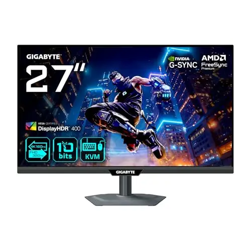 GIGABYTE M27UP Moniteur de Jeu 27” 4K UHD - Mode Double (4K 160Hz ou FHD 320Hz), 3840 x 2160, 1ms, 350 CD/m², FreeSync Premium, DisplayHDR400, HDMI 2.1, DisplayPort 1.4