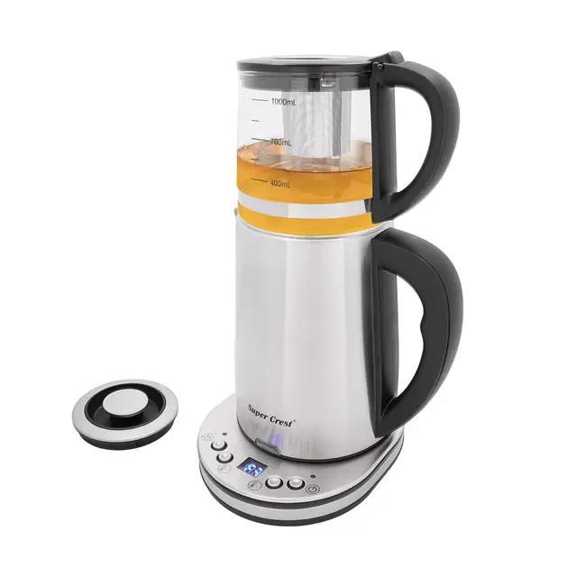 Bouilloire électrique en acier inoxydable - 220-240 V - 1500 W - Avec réglage de la température - Capacité : 2,5 l + 1 l - Pour bureaux, hôtels, appartements, usage domestique