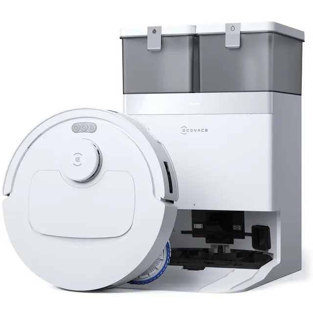 ECOVACS DEEBOT T30C Omni GEN2 Aspirateur Robot avec Station, 25000Pa, Lavage à l'eau Chaude 75℃, Serpillière OZMO Turbo 2.0, Brosse ZeroTangle 3.0, Nettoyage Humide adaptatif, Blanc