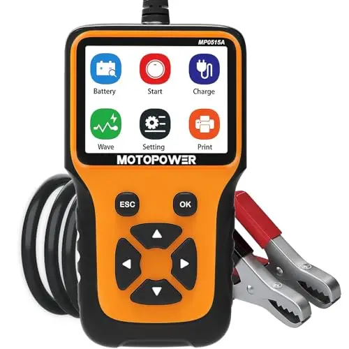 MOTOPOWER MP0515A Testeur de charge de batterie de voiture de 12V 100-2000 CCA, Test du système de charge, Analyseur alternateur