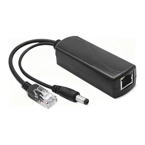 PoE Splitter 12V/1.2A DC, Splitter Adaptateur PoE Gigabit 48V PoE vers DC 12V/1.2A Output, Connecteur 5.5 * 2.1mm pour Caméra IP/AP/Smart Home, 10/100Mbps Standard IEEE802.3af/at, PoE Splitter 12V