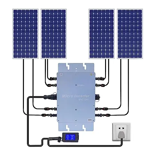 1200W WVC Balkonkraftwerk Modulwechselrichter Microinverseur 4x MPP Tracker IP65 étanche auto-refroidissement 220V / 80-160VAC sortie pure ondes sinusoidales Inverteurs, grille Tie pour 30V ou 36V pan