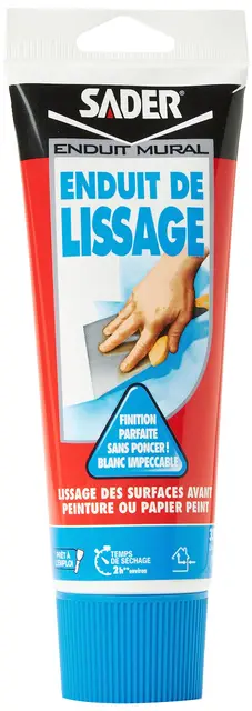 Sader Enduit de Lissage Prêt à l'Emploi en Pâte – Enduit Mur Intérieur et Plafond – Utilisable comme Joint Plaque de Plâtre, Rebouche Trou Jusqu'à 2 mm et Bouche Pore Bois – Blanc – Tube 330 g