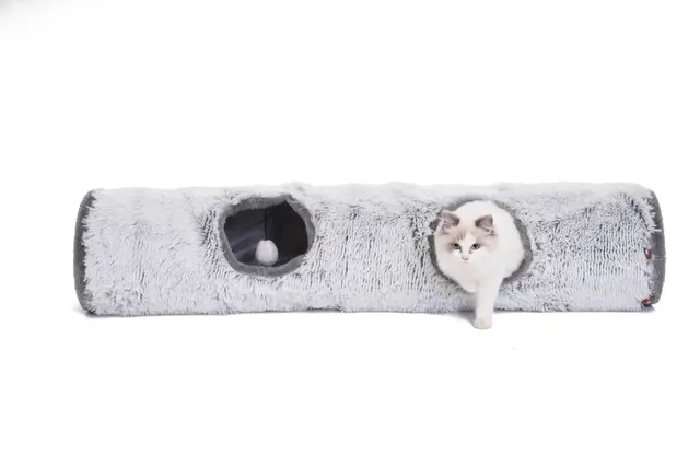 One PETS-TOP Tunnel Chat – Tunnel pour Chat XXL – Jouet Intéractif pour Interieur – en Peluche Douce – Tunnel Chien Furet Lapin – Tapis Cabane Cat Tunnel – 120 cm