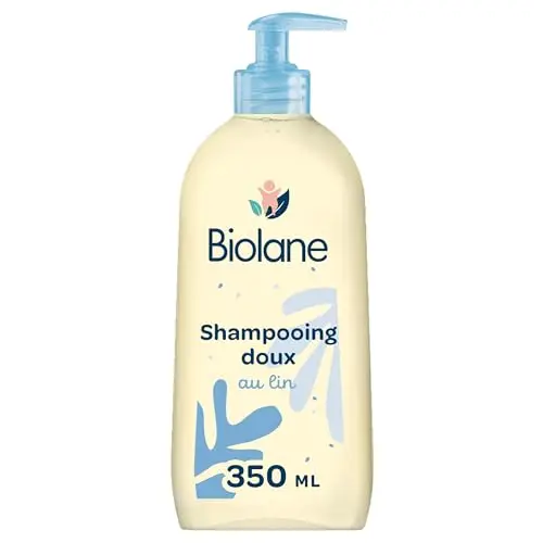 BIOLANE - Shampoing Doux Bébé – Shampooing Bébé et Démêlant Cheveux – Lin Français – 97% d'origine naturelle – Dès la Naissance – 350 ml