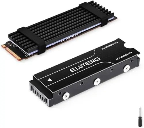 ELUTENG Dissipateur M.2 pour 2280 M.2 SSD, Radiateur double face, Inclus Thermal Pad, Dissipateur NVMe NGFF en aluminium pour PC/PS5,