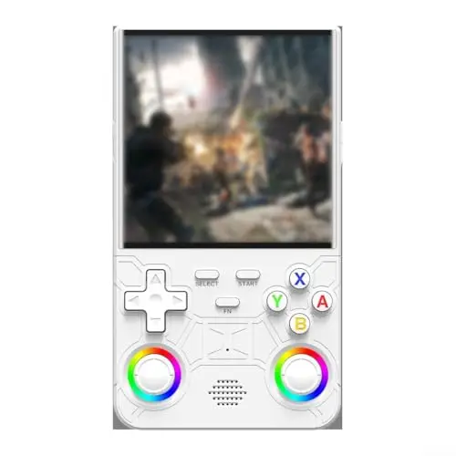 Portable R36 Ultra Console de jeu portable avec 128 Go de stockage, écran HD de 4,0" pour titres rétro, design ABS compact (blanc 128 Go)