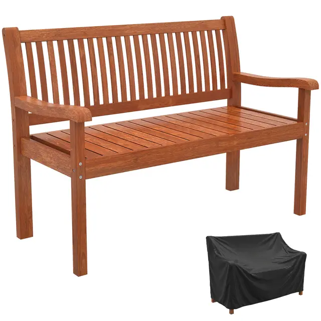 Outsunny Banc de Jardin 2 Places Bois avec Housse Imperméable