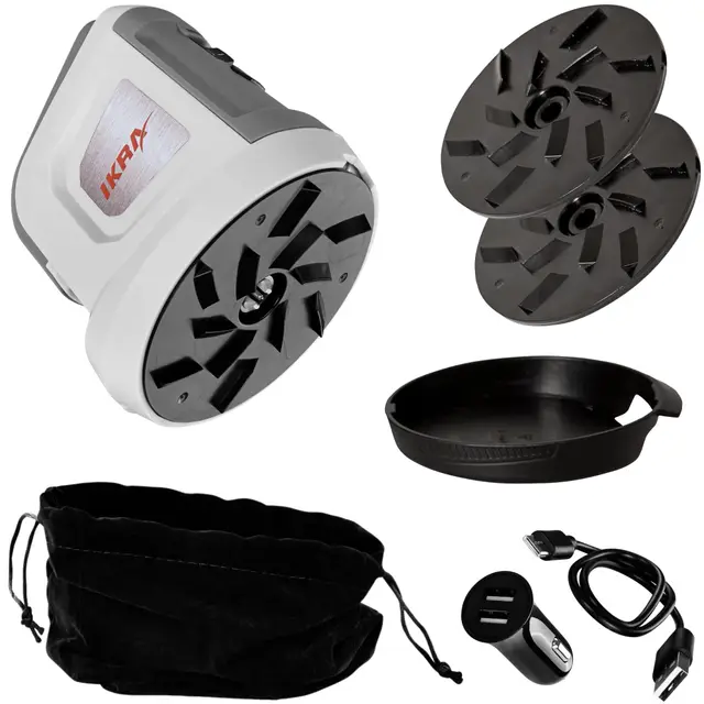IKRA batterie grattoir à glace pour voiture IAEK 74, avec câble de recharge, adaptateur USB pour allume-cigare, sacoche et 2 disques de rechange
