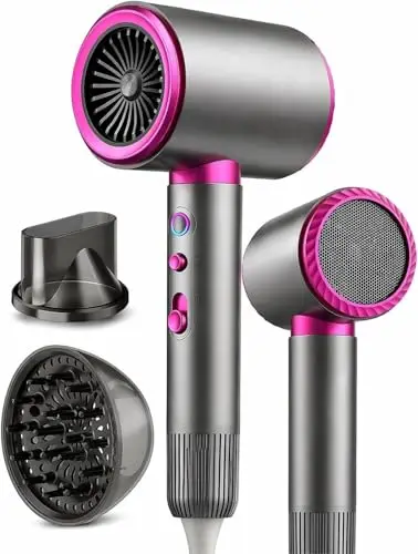 Sèche Cheveux Professionnel 2200W Ionique Séchage Rapide Silencieux 2 Vitesses 3 Températures Air Chaud/Froid avec Diffuseur Boucles Concentrateur Seche Cheveux Léger pour Maison Voyage