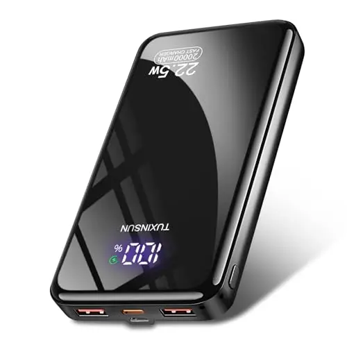 Power Bank 20000 mAh 22,5 W Banque de puissance à charge rapide PD3.0 QC4.0 Batterie externe de téléphone portable avec écran LCD Sorties et entrées USB C Chargeur portable pour smartphones Smartwatch