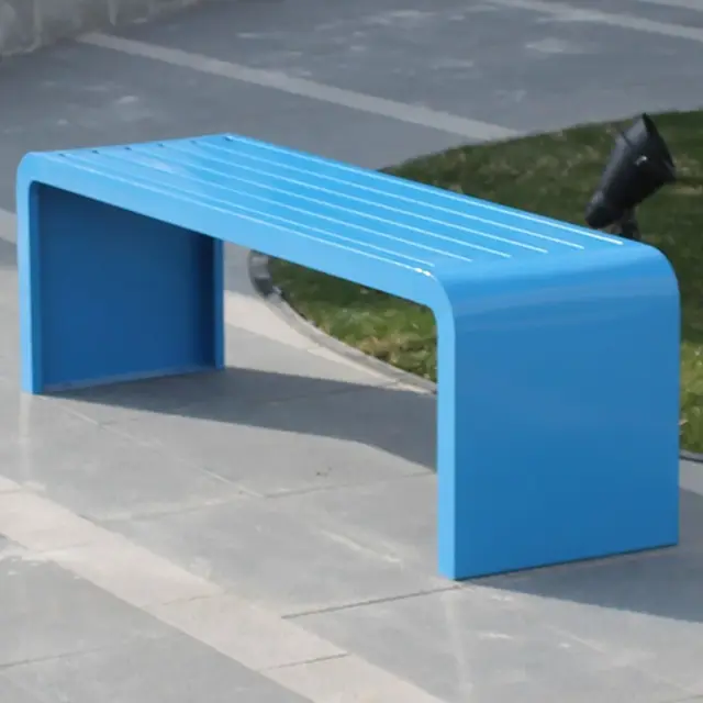 Banc de terrasse Gartenbank en métal résistant aux intempéries - 120 cm - Banc de balcon sans dossier - Charge maximale : 500 kg - Siège d'extérieur élégant pour jardin, véranda et terrasse (bleu)