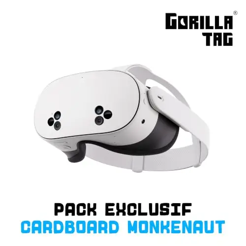 Meta Quest 3S 256 Go | Casque VR — 33% de mémoire en Plus — 2 x Plus de Performance Graphique — Réalité virtuelle sans Fil — Pack Gorilla Tag Cardboard Monkenaut — Exclusivité Amazon