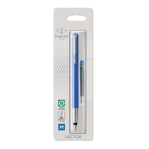 Parker Vector stylo plume | Bleu | pointe fine | encre bleue | emballage blister