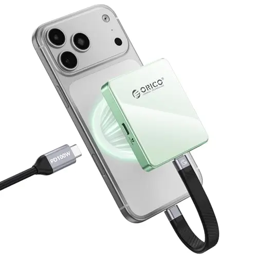 ORICO Boîtier SSD magnétique M.2 NVMe pour iPhone 15/16/17 Pro - 10 Gbps USB-C 3.2 Gen2, 4K ProRes, PD 100 W, SSD 2230/2242 jusqu'à 2 to - AP42P (Diskless)(Vert)