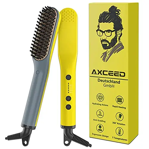 Lisseur Barbe Homme,2 en 1 Lisseur de Barbe et Cheveux Brosse Lissante Cheveux Multifonctionnel Rapide Peigne Barbe Chauffant Lisseur Cheveux
