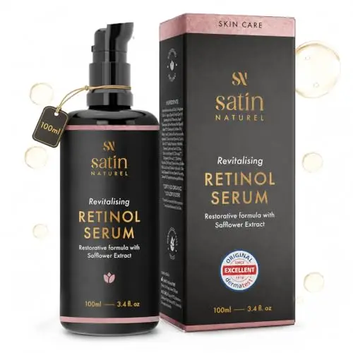 Satin Naturel Sérum au Rétinol 100 ml – Sérum Visage Anti-Âge & Anti-Rides – Avec Rétinol, Acide Hyaluronique, Niacinamide & Aloe Vera Bio – Vegan & Cosmétique Naturelle – Peau Uniforme et Éclatante