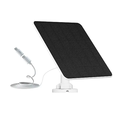 Panneau Solaire pour Caméra de Sécurité, Panneau Solaire USB 6W Compatible avec la caméra de Surveillance DC 5V Rechargeable, Chargeur Solaire pour Caméra avec Câble de 9.8ft
