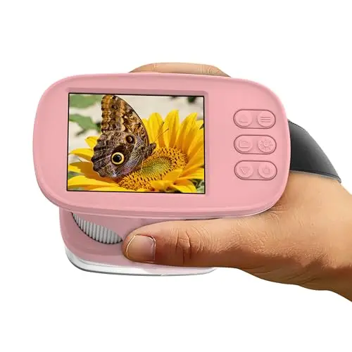 Microscope pour Enfants avec écran de 2,4 Pouces et résolution 4K-Mini Microscope de Poche Portable (1000x) Jouet Scientifique et éducatif (STEM) Idéal comme Cadeau de Noël ou d'anniversaire(Rose)