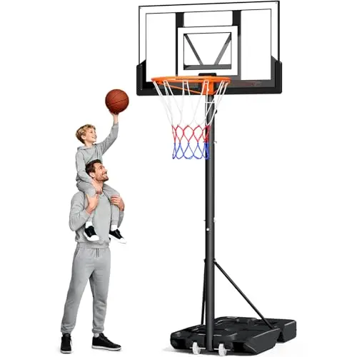 Panier de Basket Extérieur 100-305cm,Panier Basket Enfant et Adultes,Panneau Arrière PC Hautement Résistant, 2 Filets Résistants aux Intempéries