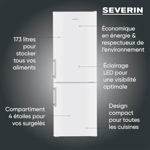 Severin DT 8770 Réfrigérateur-Congélateur Combiné Double Porte Blanc