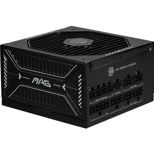 MSI MAG A1000GLS PCIE5 Alimentation PC silencieuse, 1000W | ATX, 80 Plus Gold, ATX 3.1, Compatible PCIe 5.1, Câbles gaufrés, Connecteur natif 12V-2x6 Bicolore