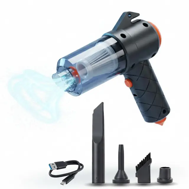 STARLYF Clean-All-Vac Aspirateur sans fil 2 en 1, aspirateur et souffleur portable rechargeable, mini aspirateur pour voiture, bureau et maison, avec buses interchangeables, noir