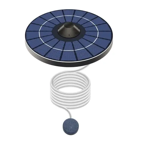 Solar Teichbelüfter, 2,5 Watt geräuscharme Luftpumpe mit Ausströmerstein | Schwimmendes Luftpumpen-Set | für Fischbecken Aquarien Vogeltränke Garten Hinterhof Landschaftsgarten