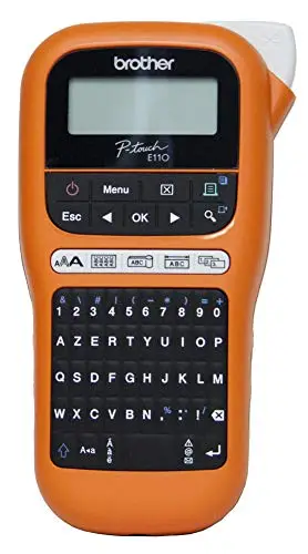 Brother PT-E110VP | Etiqueteuse professionnelle industrielle | livrée avec 1 ruban Tze-FX221 Noir/Blanc 9mm + 1 malette de transport