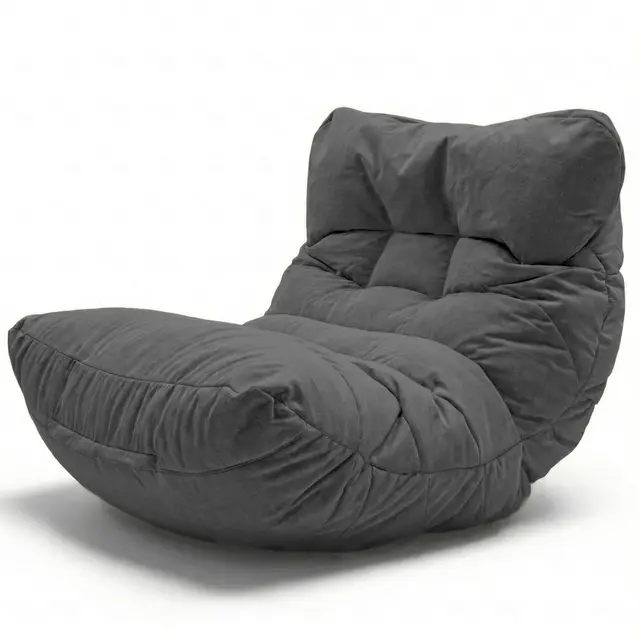 Aiire Fauteuil Pouf Salon Moderne - Pouffe Géant XXL Interieur Adulte ou Ado avec Remplissage pour Décoration de la Chambre – Gros Bean Bag ou Coussin de Sol Gris Foncé