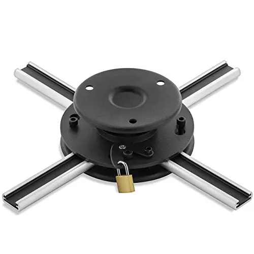 deleyCON Universel Projecteur de Plafond pour Projecteur Beamer +/-15° Inclinable - Pivotant à 360° - Jusqu'à 20Kg - Variable - Noir
