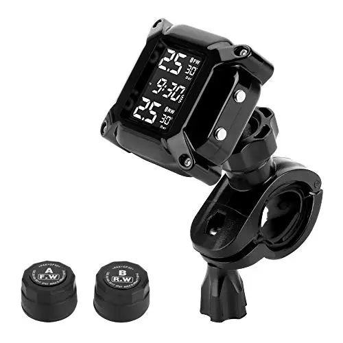 Jansite Motorcycle TPMS Moto Système de surveillance de la pression des pneus avec 2 capteurs externes Écran LCD Système d'alarme de voiture anti-off et étanche à l'eau
