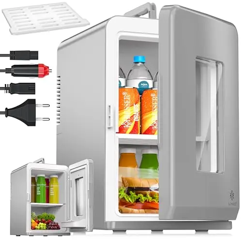 KESSER® Mini réfrigérateur 2 en 1 | Glacière | Capacité de 15 litres avec Fonction de Chauffage, transportable, AC DC 220-240 V/12 V, Prise électrique et Allume-cigares