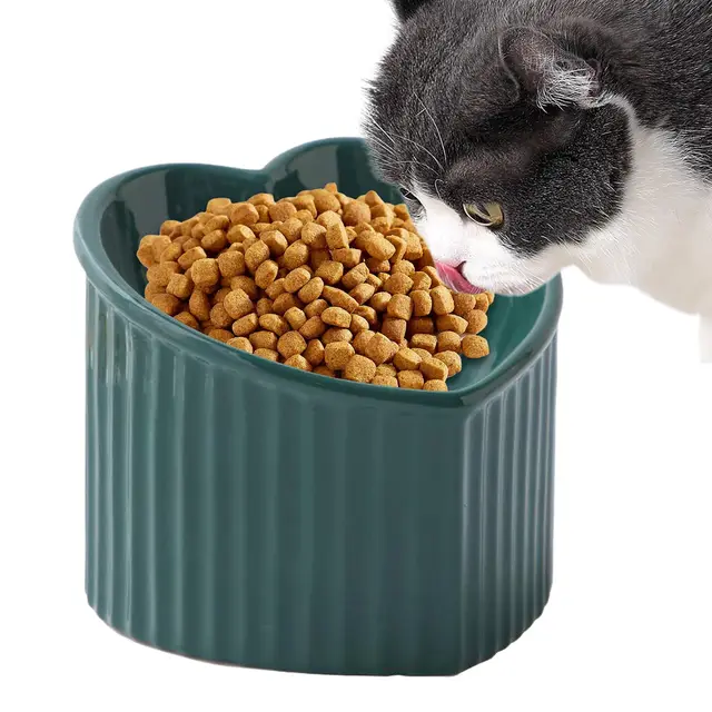 Katzenfutternapf Aus Keramik - Keramik-Katzenfutternapf | Geneigter Keramiknapf Für Die Wasserfütterung Von Katzen | Erhöhter Futternapf Aus Porzellan Für Mittelgroße Und Kleine Haustiere