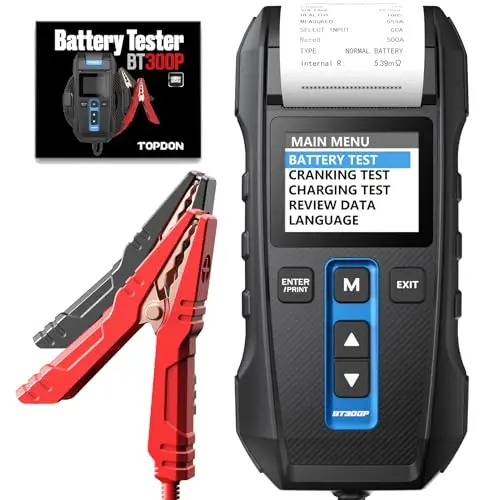 Testeur de Batterie TOPDON BT300P12V 24V Testeur batterie voiture professionnel Analyseur de système de démarrage avec imprimante intégrée pour voiture camion SUV moto bateau