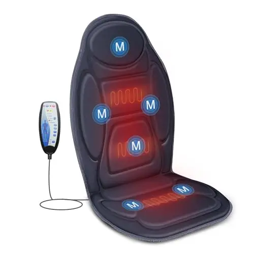 Snailax Coussin de massage confortable avec vibration pour le dos, siège de massage pour se détendre à la maison et au bureau, cadeaux pour homme/femme/famille