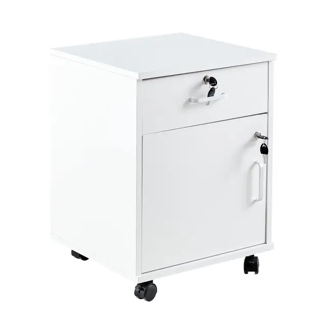 CLIPOP Armoire de classement Moderne verrouillable en Bois avec 1 Espace de Rangement fermé et 4 roulettes à roulettes, pour la Maison, Le Bureau, Le Bureau Mobile pour Papier A4, Lettres et dossiers
