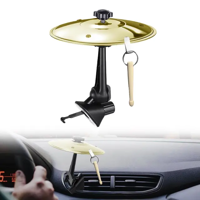 Auto Schlagzeug Becken Mini Auto Schlagzeug pour Aération avec Baguettes Drum Sticks Cymbale Crash Accessoires pour Auto Dash Intérieure Décoration