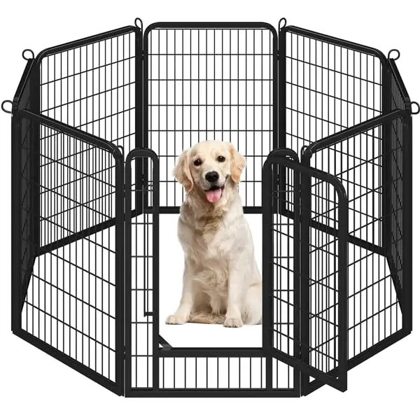 Yaheetech Parc pour Chien 8 Panneaux Enclos Chiens Chiot Lapin Canard Rongeur 68 x 100 cm Enclos Cage pour Chien Clôture en Métal Chenil Exterieur avec Porte