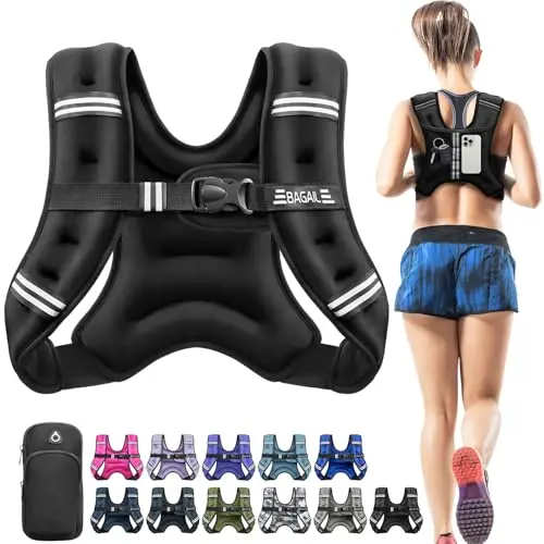 Bagail Gilet Lesté Pour la Musculation, Taille Ajustable, Poche Pratique, Gilet Lesté en Sable de Fer, Idéal Pour les Séances de Gymnastique, le Yoga et les Exercices d'Aérobic