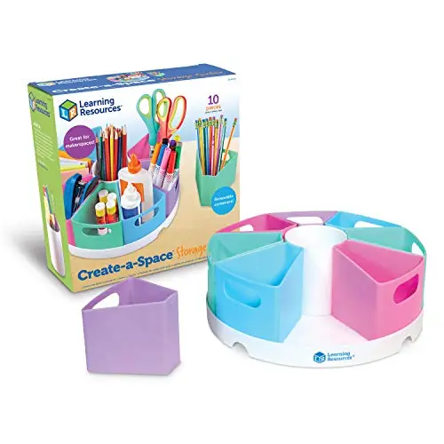 Learning Resources Stiftehalter mit Utensilien-Center (Pastell), Stiftaufbewahrung, Tisch-Organizer, Ideal für Klassenzimmer und Schreibtisch, abwischbarer Kunststoff, 10-teiliges Set