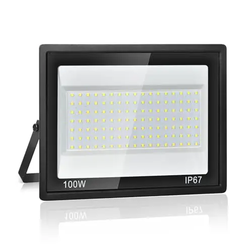 Projecteur LED Extérieur 100W,7000K Blanc Froid,10000LM Super Lumineux, IP67 Étanche, 119 LEDs, Spot Extérieur pour Jardin, Cour, Garage, Allée, Atelier, Couloir et Éclairage de Sécurité
