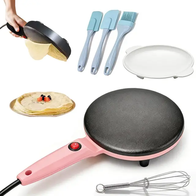 Instant 8" Electric Crepe Maker Quick Heat, Nonstick Crepera Electrica with Auto Temperature Control, Easy Clean Design for Roti, Tortillas, Blintz and Home Breakfast Cooking (A5)