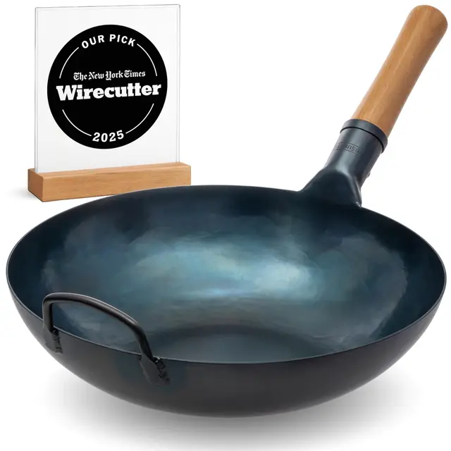 YOSUKATA Wok Acier Carbone Bleu