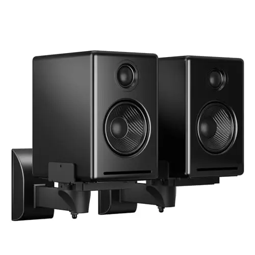 suptek Support de Montage Mural pour Haut-Parleur à étagère à Double Serrage pour Les Grands Haut-parleurs ambiophoniques, jusqu'à 25 kg chacun Noir SPM201