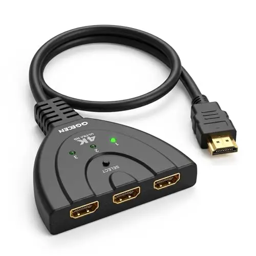 Multiprise HDMI Switch 3 Ports Commutateur HDMI Sélecteur Splitter, 3 Entrées à 1 Sortie Switcher pour TV, PC, projecteur, Chromecast, Android Box, ROKU, Blu-Ray, Fire Stick, Support 1080P/4K